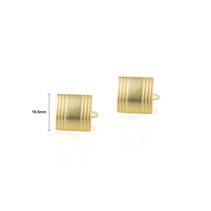 Fashion Simple Plated Gold Striped Geometric Square Cufflinks
