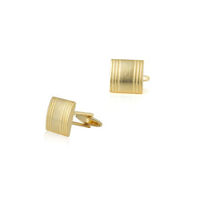 Load image into Gallery viewer, Fashion Simple Plated Gold Striped Geometric Square Cufflinks