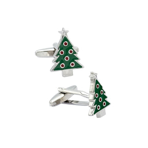 Fashionable Simple Enamel Christmas Tree Cufflinks