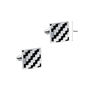Fashion Personality Black Striped Enamel Geometric Square Cufflinks