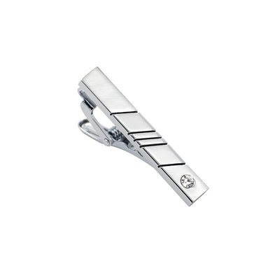 Simple and Fashion Geometric Rectangular Tie Clip with Cubic Zirconia