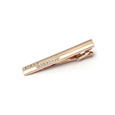 Simple Fashion Plated Rose Gold Geometric Rectangular Tie Clip with Cubic Zirconia