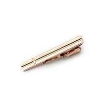 Load image into Gallery viewer, Fashion Simple Plated Rose Gold Cross Striped Geometric Rectangular Tie Clip