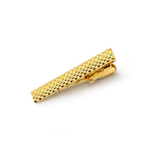 Load image into Gallery viewer, Fashion and Elegant Plated Gold Lattice Pattern Geometric Rectangular Tie Clip