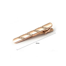 Load image into Gallery viewer, Fashion Simple Plated Rose Gold Geometric Rectangular Tie Clip with Cubic Zirconia