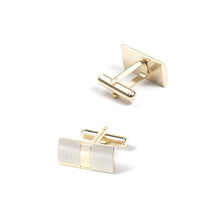 Load image into Gallery viewer, Fashion and Simple Plated Gold Brushed Geometric Tie Clip and Cufflinks Set