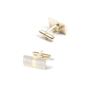 Fashion and Simple Plated Gold Brushed Geometric Tie Clip and Cufflinks Set