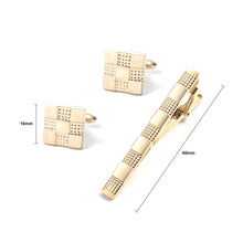 Load image into Gallery viewer, Fashion and Simple Plated Gold Square Geometric Tie Clip and Cufflinks Set