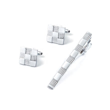 Load image into Gallery viewer, Fashion Simple Checkered Geometric Tie Clip and Cufflinks Set