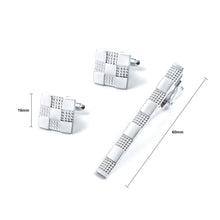 Load image into Gallery viewer, Fashion Simple Checkered Geometric Tie Clip and Cufflinks Set