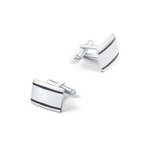 Load image into Gallery viewer, Fashion Simple Black Striped Geometric Tie Clip and Cufflinks Set
