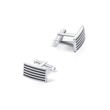 Load image into Gallery viewer, Simple Temperament Black Striped Geometric Tie Clip and Cufflinks Set