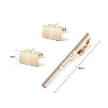 Load image into Gallery viewer, Fashion and Simple Plated Gold Geometric Tie Clip and Cufflinks Set