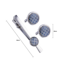 Load image into Gallery viewer, Fashion Simple Blue Pattern Geometric Round Tie Clip and Cufflinks Set
