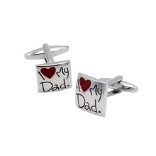 Load image into Gallery viewer, Fashion and Simple English Alphabet Heart-shaped Geometric Square Cufflinks