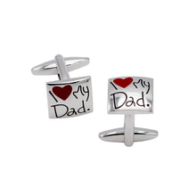 Load image into Gallery viewer, Fashion and Simple English Alphabet Heart-shaped Geometric Square Cufflinks