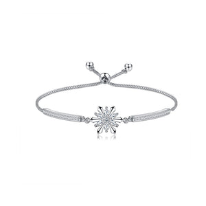 925 Sterling Silver Fashion Elegant Snowflake Bracelet with Cubic Zirconia