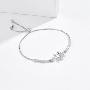 925 Sterling Silver Fashion Elegant Snowflake Bracelet with Cubic Zirconia