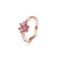 Load image into Gallery viewer, 925 Sterling Silver Plated Rose Gold Simple Cute Dog Paw Adjustable Ring with Pink Cubic Zirconia