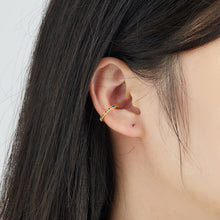 Load image into Gallery viewer, 925 Sterling Silver Plated Gold Simple Geometric Circle Color Cubic Zirconia Ear Clips