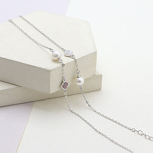925 Sterling Silver Fashion Simple Four-leaf Clover Freshwater Pearl Bracelet