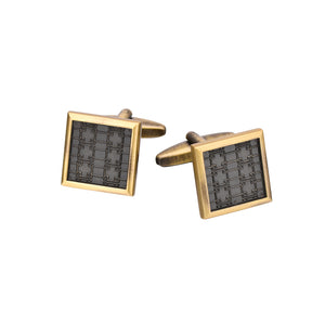 Fashion Vintage Plated Gold Pattern Geometric Square Cufflinks
