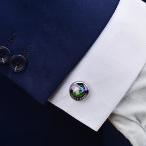 Fashion and Elegant Blue Rotating Globe Geometric Cufflinks