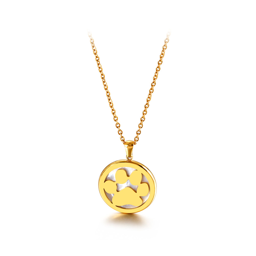 Simple and Cute Plated Gold Cat Claw Geometric Round 316L Stainless Steel Pendant with Necklace