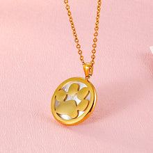 Load image into Gallery viewer, Simple and Cute Plated Gold Cat Claw Geometric Round 316L Stainless Steel Pendant with Necklace