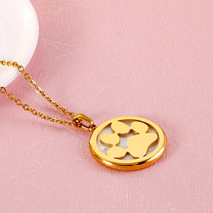 Simple and Cute Plated Gold Cat Claw Geometric Round 316L Stainless Steel Pendant with Necklace
