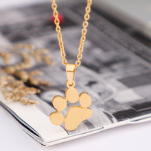 Load image into Gallery viewer, Simple and Cute Plated Gold Dog Paw 316L Stainless Steel Necklace and Stud Earrings Set