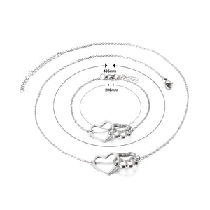Fashion Simple Hollow Heart-shaped Cat Claw 316L Stainless Steel Necklace and Bracelet Set