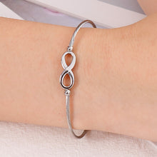 Load image into Gallery viewer, Simple and Elegant Infinity Symbol 316L Stainless Steel Bangle with Imitation Pearls