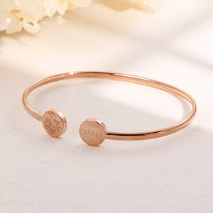 Fashion Simple Rose Plated Gold Hope Tree Of Life Round 316L Stainless Steel Bangle