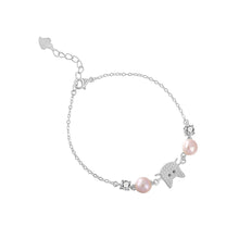 Load image into Gallery viewer, 925 Sterling Silver Simple Cute Cat Purple Freshwater Pearl Bracelet with Cubic Zirconia
