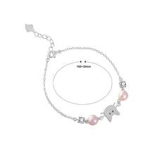 Load image into Gallery viewer, 925 Sterling Silver Simple Cute Cat Purple Freshwater Pearl Bracelet with Cubic Zirconia