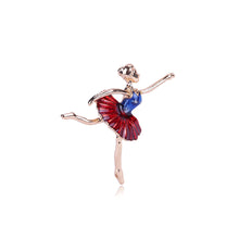 Load image into Gallery viewer, Fashion Creative Plated Gold Enamel Ballerina Brooch