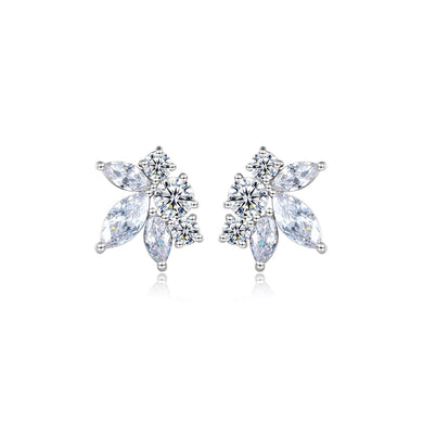 Fashion and Elegant Flower Stud Earrings with Cubic Zirconia