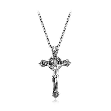 925 Sterling Silver Fashion Classic Jesus Cross Pendant with Necklace