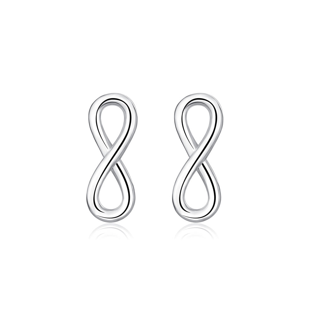 925 Sterling Silver Simple Fashion Infinity Symbol Stud Earrings