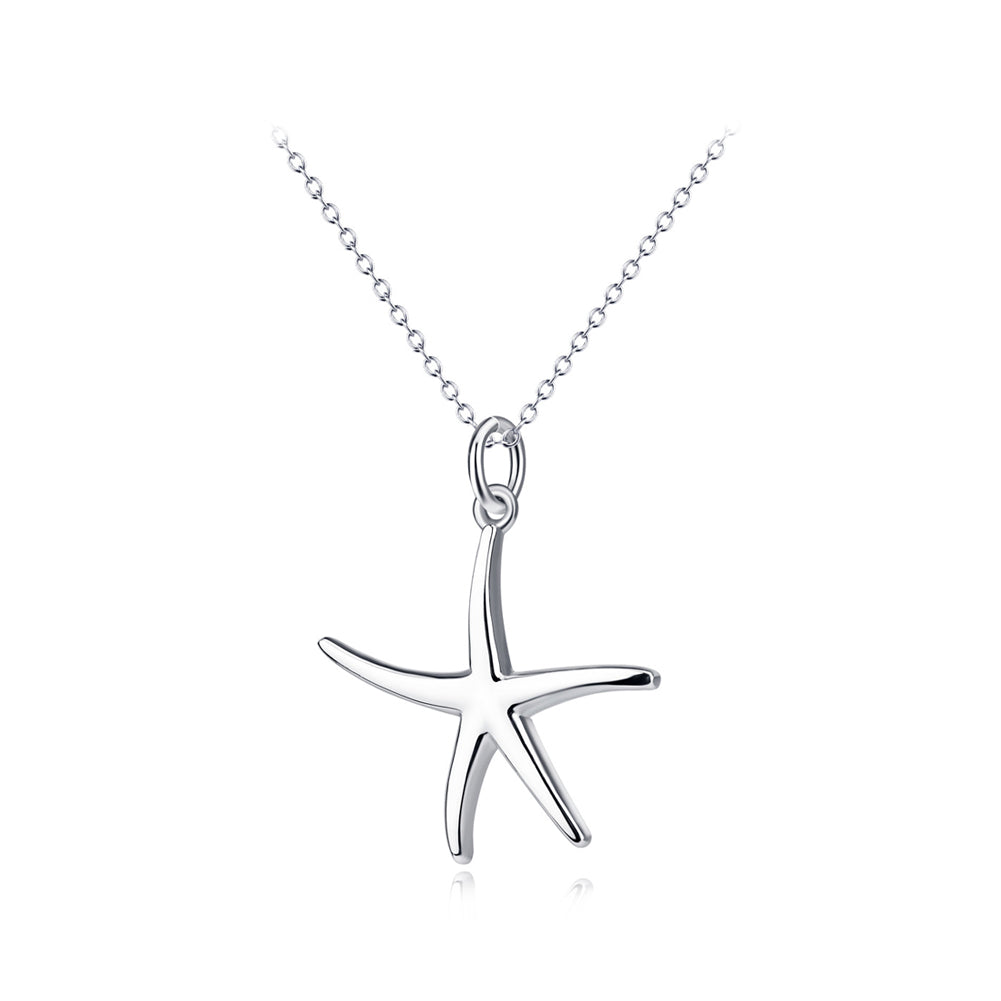 925 Sterling Silver Simple Fashion Starfish Pendant with Necklace