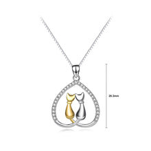 Load image into Gallery viewer, 925 Sterling Silver Fashion Simple Cat Heart Pendant with Cubic Zirconia and Necklace