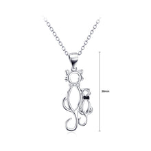 Load image into Gallery viewer, 925 Sterling Silver Simple Cute Cat Pendant with Cubic Zirconia and Necklace