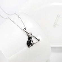Load image into Gallery viewer, 925 Sterling Silver Simple and Cute Double Cat Pendant with Cubic Zirconia and Necklace
