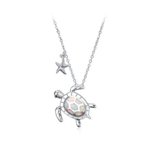 Load image into Gallery viewer, 925 Sterling Silver Fashion and Elegant Turtle Starfish Pendant with Cubic Zirconia and Necklace