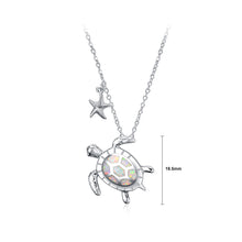 Load image into Gallery viewer, 925 Sterling Silver Fashion and Elegant Turtle Starfish Pendant with Cubic Zirconia and Necklace