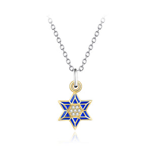 925 Sterling Silver Fashion Simple Five-pointed Star Pendant with Cubic Zirconia and Necklace