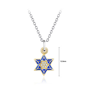 925 Sterling Silver Fashion Simple Five-pointed Star Pendant with Cubic Zirconia and Necklace