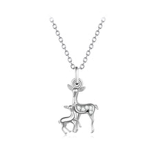 Load image into Gallery viewer, 925 Sterling Silver Fashion Cute Sika Deer Pendant with Cubic Zirconia and Necklace