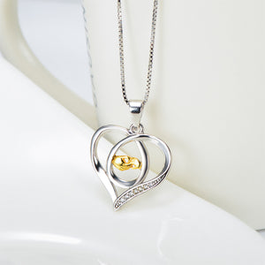925 Sterling Silver Fashion Simple Big Hands Holding Small Hands Heart-shaped Pendant with Necklace